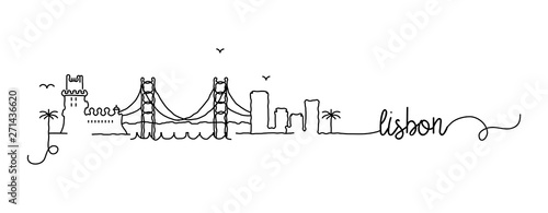 Lisbon City Skyline Doodle Sign