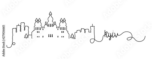 Kyiv City Skyline Doodle Sign