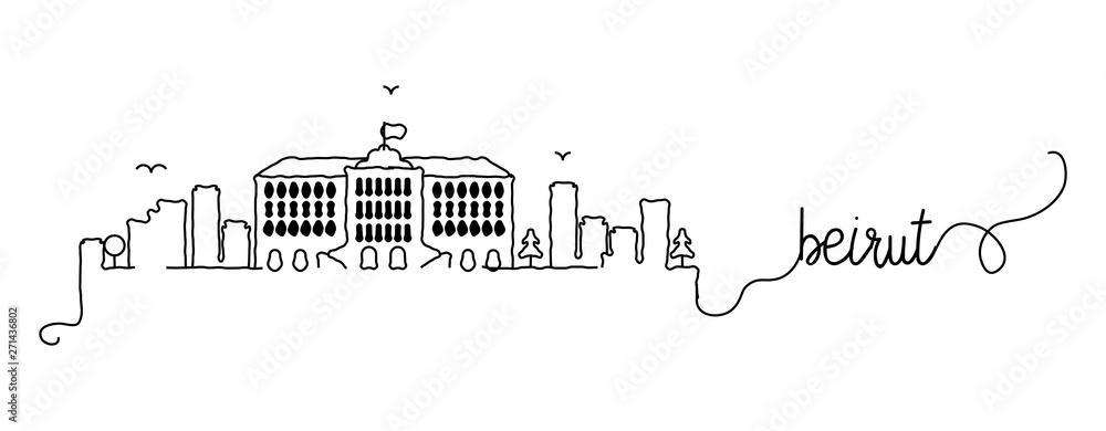 Fototapeta premium Bejrut City Skyline Doodle znak