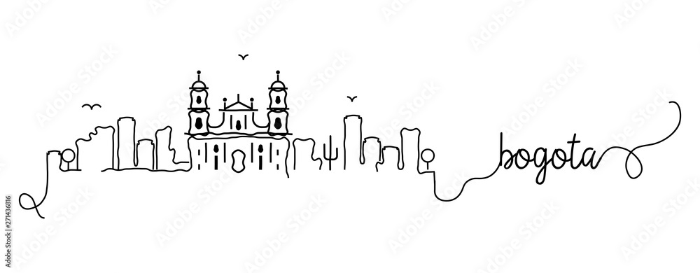 Bogota City Skyline Doodle Sign