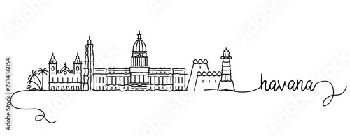 Havana City Skyline Doodle Sign