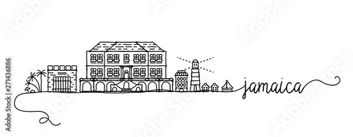 Jamaica City Skyline Doodle Sign