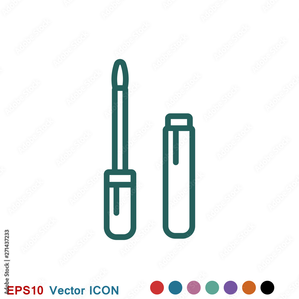 Lipstick icon, flat logo of lipstick, vector sign symbol for design Lipstick icon, flat logo of lipstick, vector sign symbol for design
