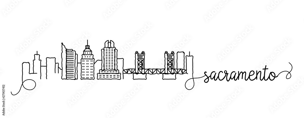 Sacramento City Skyline Doodle Sign
