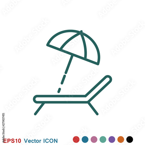 Chaise lounge icon logo, illustration, vector sign symbol for design