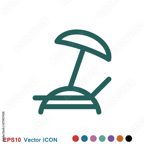 Chaise lounge icon logo, illustration, vector sign symbol for design
