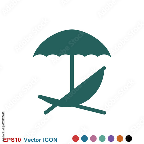 Chaise lounge icon logo, illustration, vector sign symbol for design