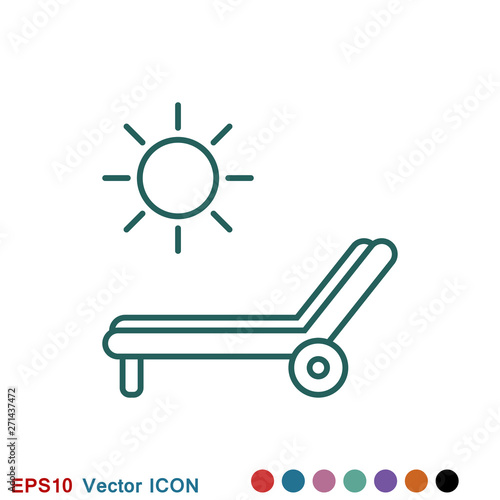 Chaise lounge icon logo, illustration, vector sign symbol for design
