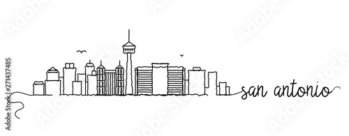 San Antonio City Skyline Doodle Sign