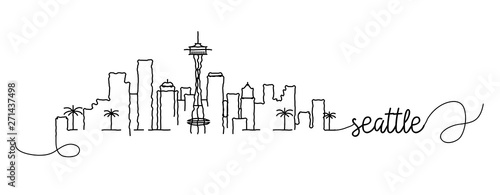 Seattle City Skyline Doodle Sign