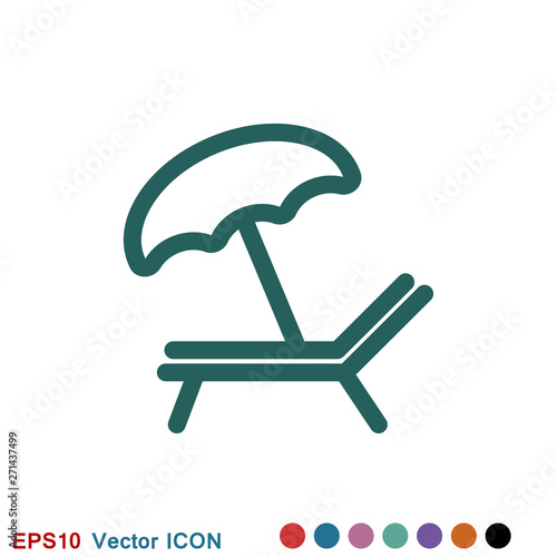 Chaise lounge icon logo, illustration, vector sign symbol for design