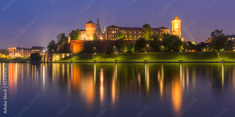 Night Wawel castle, Krakow, Poland