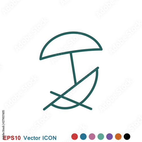 Chaise lounge icon logo, illustration, vector sign symbol for design