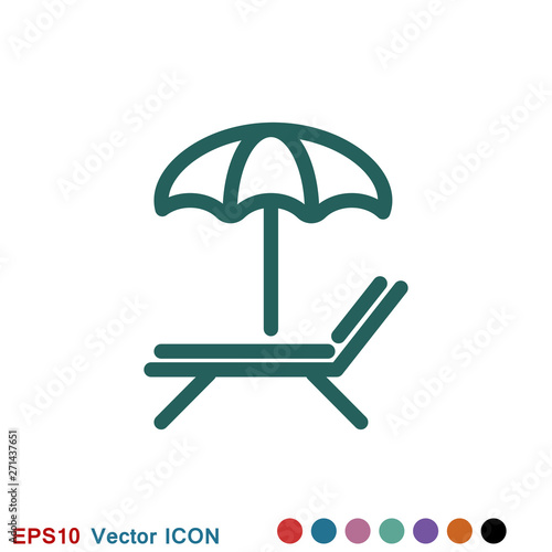 Chaise lounge icon logo, illustration, vector sign symbol for design