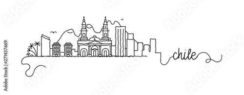 Chile City Skyline Doodle Sign