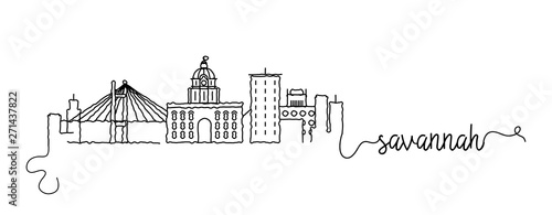 Savannah City Skyline Doodle Sign