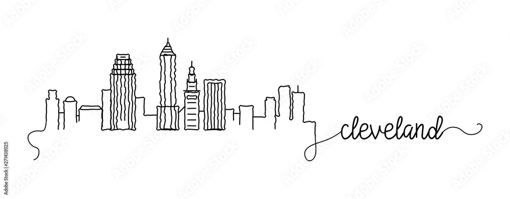 Cleveland City Skyline Doodle Sign