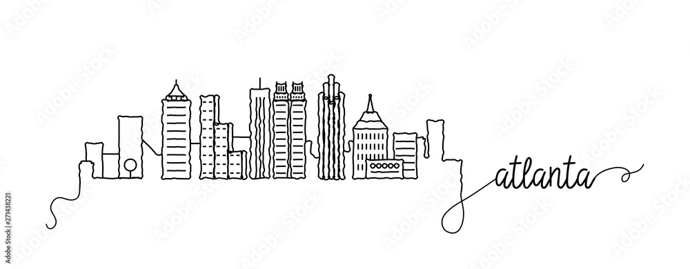 Atlanta City Skyline Doodle Sign