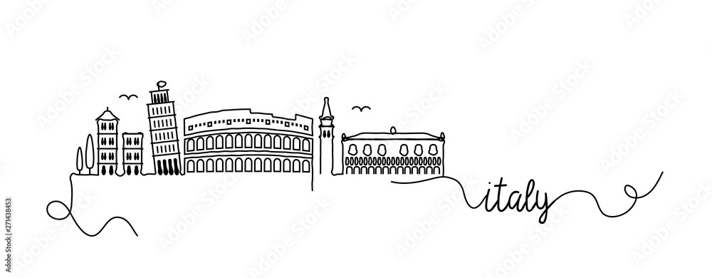 Italy City Skyline Doodle Sign