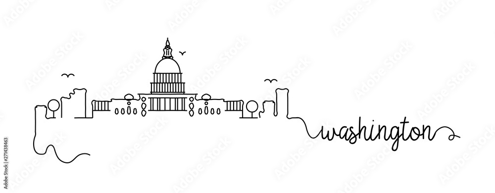 Washington City Skyline Doodle Sign