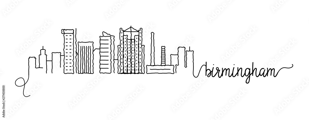 Birmingham City Skyline Doodle Sign