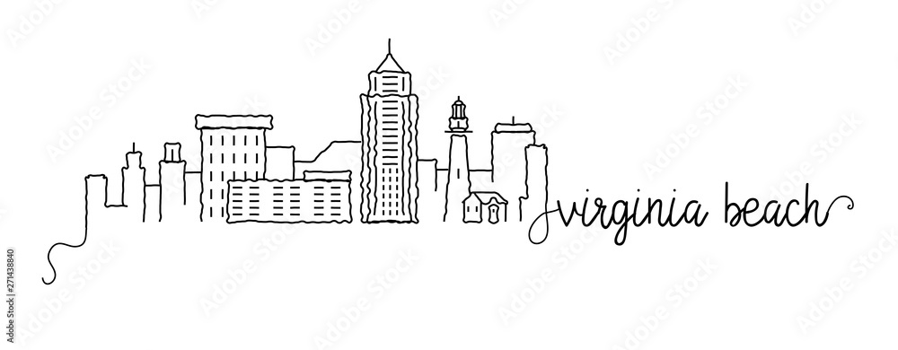 Virginia Beach City Skyline Doodle Sign