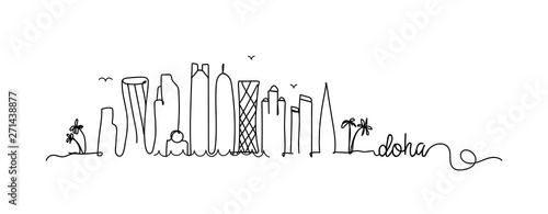 Doha City Skyline Doodle Sign