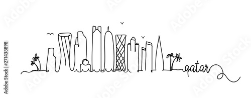 Qatar City Skyline Doodle Sign