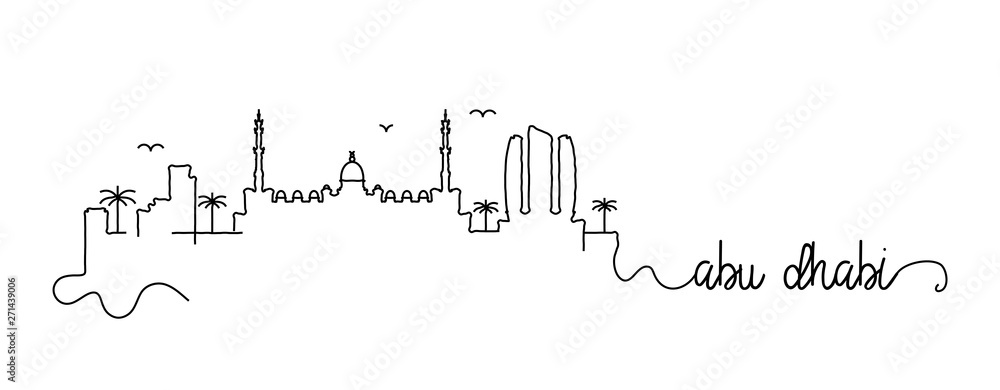 Abu Dhabi City Skyline Doodle Sign