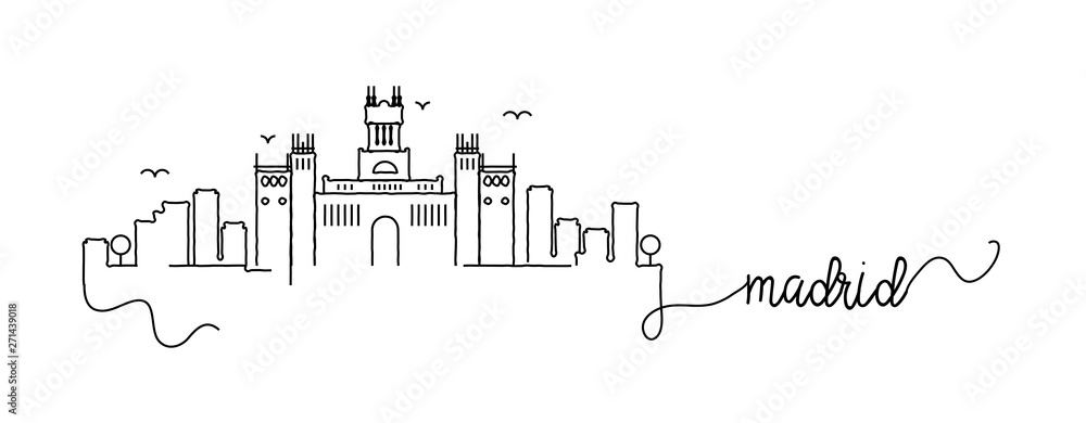 Madrid City Skyline Doodle Sign