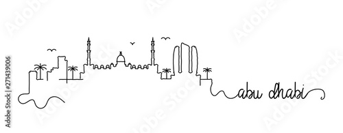 Abu Dhabi City Skyline Doodle Sign