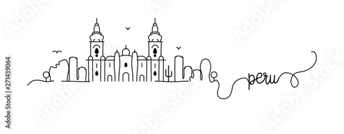 Peru City Skyline Doodle Sign