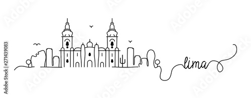 Lima City Skyline Doodle Sign