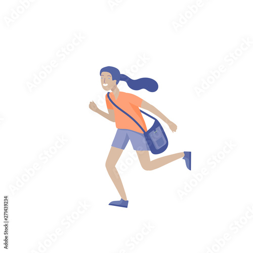Happy school child joyfully jumping and laughing on background. Concept of happiness, gladness and fun. Vector illustration for banner, poster, website, invitation.