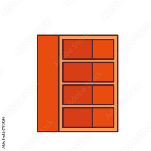 wooden bookshelf on white background