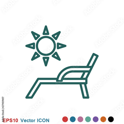 Chaise lounge icon logo, illustration, vector sign symbol for design