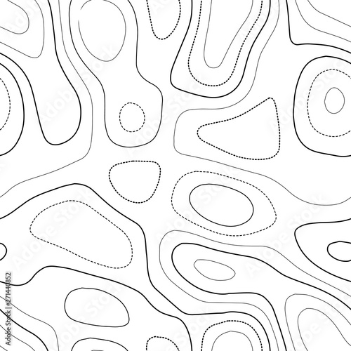 Topographic map lines. Admirable topography map. Black and white seamless design, exceptional tileable isolines pattern. Vector illustration.