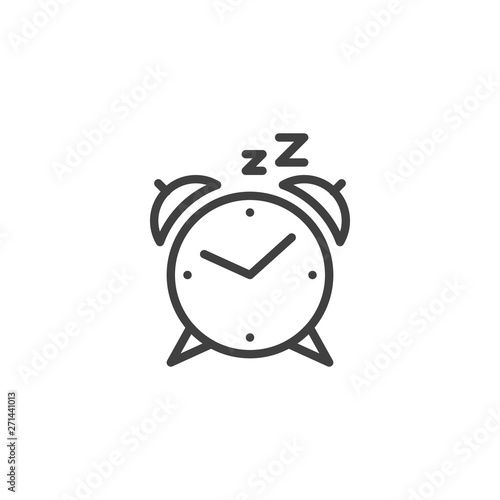 Alarm clock line icon. linear style sign for mobile concept and web design. Clock Sleep outline vector icon. Symbol, logo illustration. Vector graphics