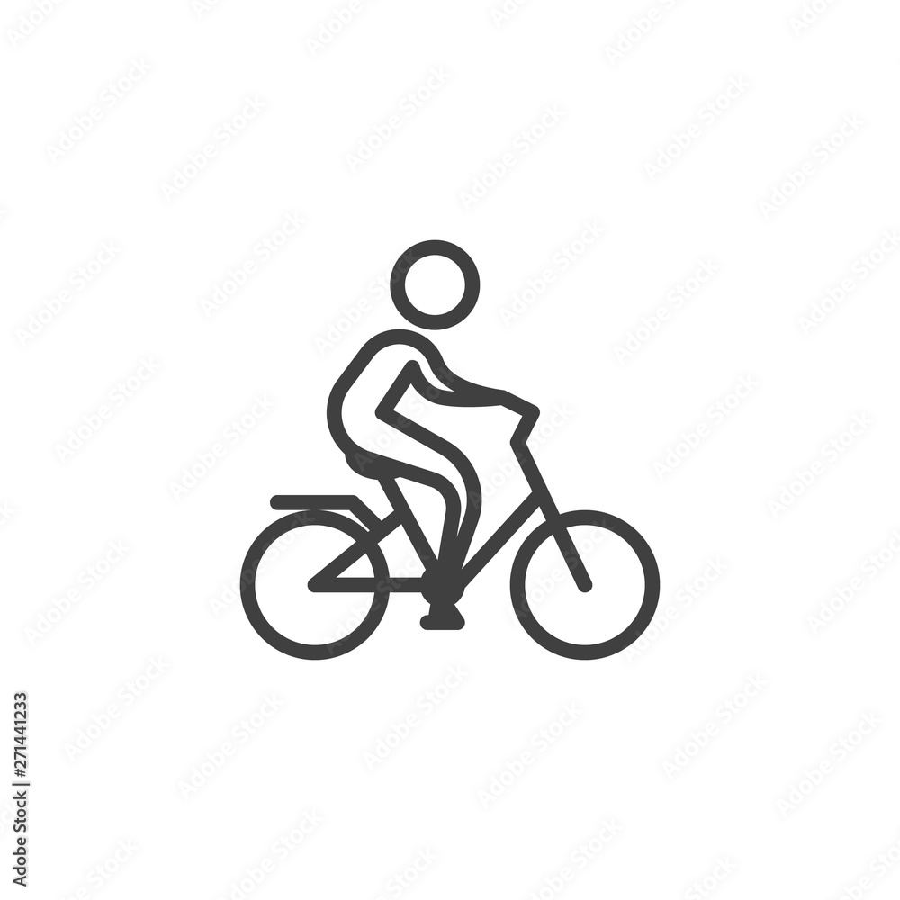 Man riding bike line icon. linear style sign for mobile concept and web design. Man on Bicycle outline vector icon. Biking symbol, logo illustration. Vector graphics Man riding bike line icon. linear style sign for mobile concept and web design. Man on Bicycle outline vector icon. Biking symbol, logo illustration. Vector graphics