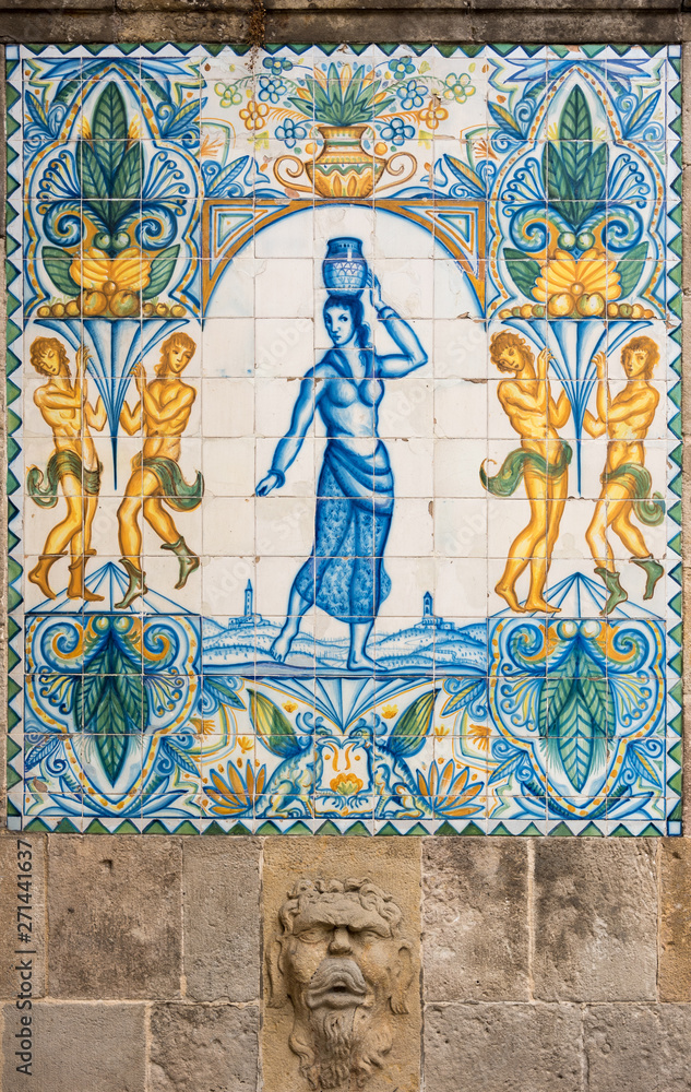 Spanish tiled water fountain
