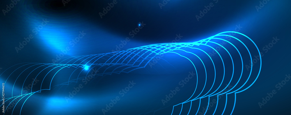 Neon glowing techno lines, hi-tech futuristic abstract background template, vector Neon glowing techno lines, hi-tech futuristic abstract background template, vector