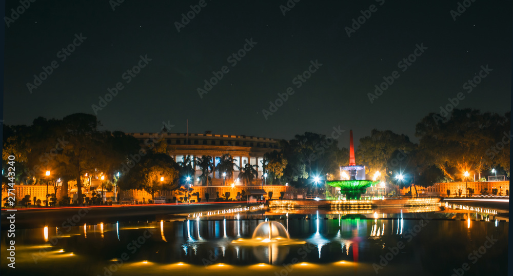 Night photos near The Parliament of India.
