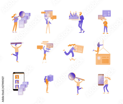 Business and Management Icons with people. Office concept, management and administration. Character planing, web desidn, financial consultant research, start up and solution, vector illustration. photo