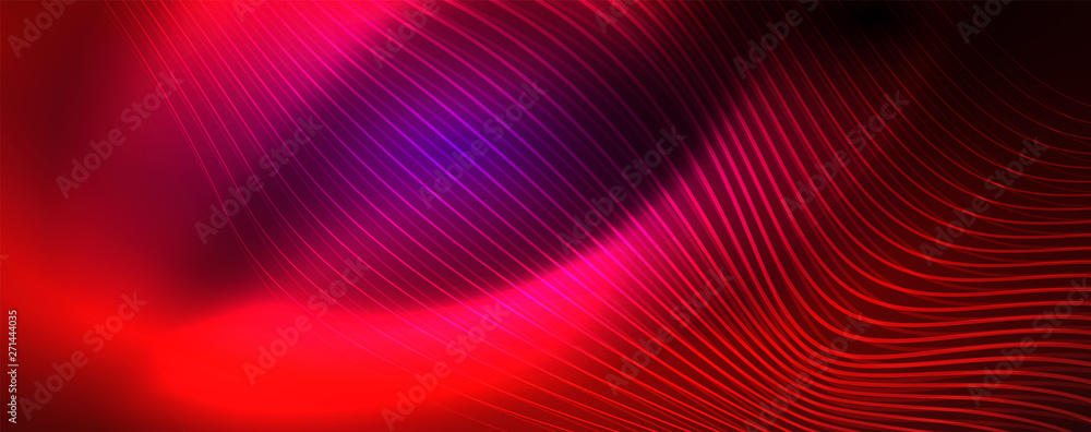 Obraz premium Neon vector wave lines abstract background, magic futuristic techno design