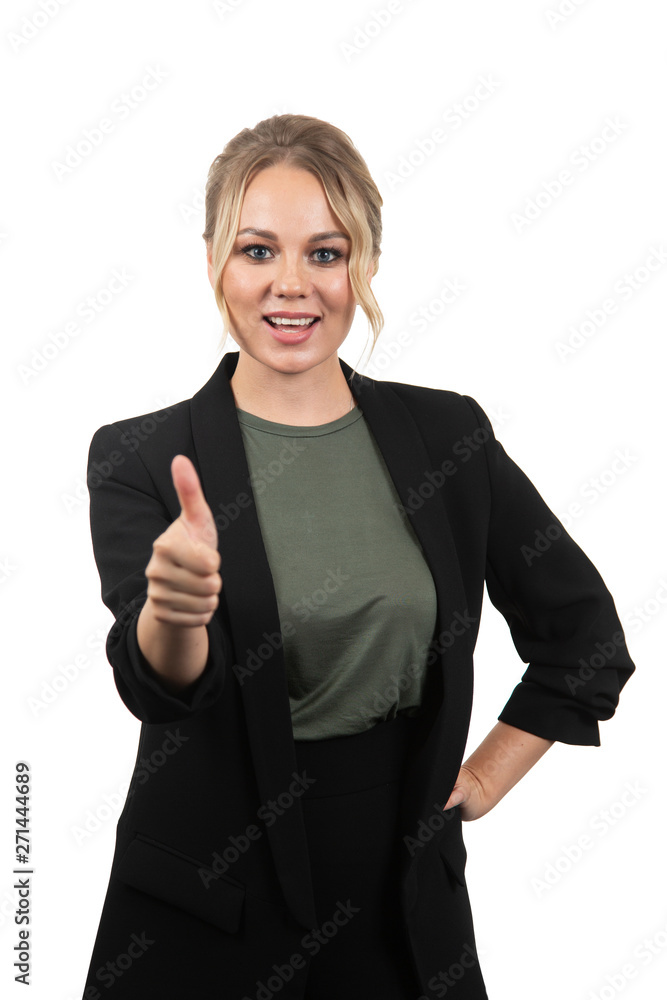 Young handsome woman over isolated background happy with big smile doing ok sign, thumb up with fingers, excellent sign Young handsome woman over isolated background happy with big smile doing ok sign, thumb up with fingers, excellent sign