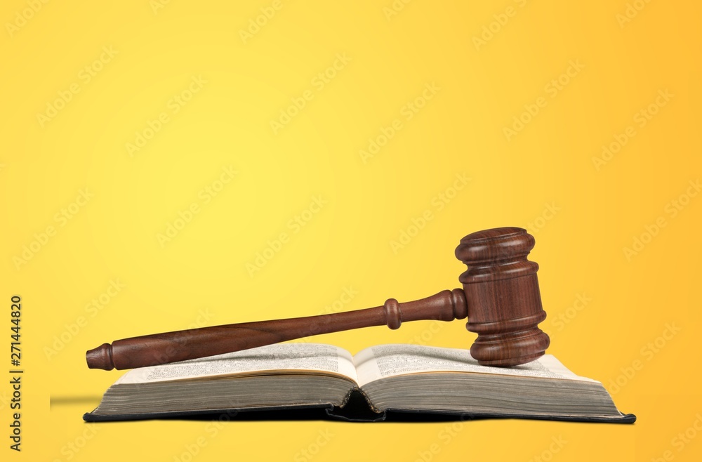 Wooden judge hammer.Justice and law concept Wooden judge hammer.Justice and law concept