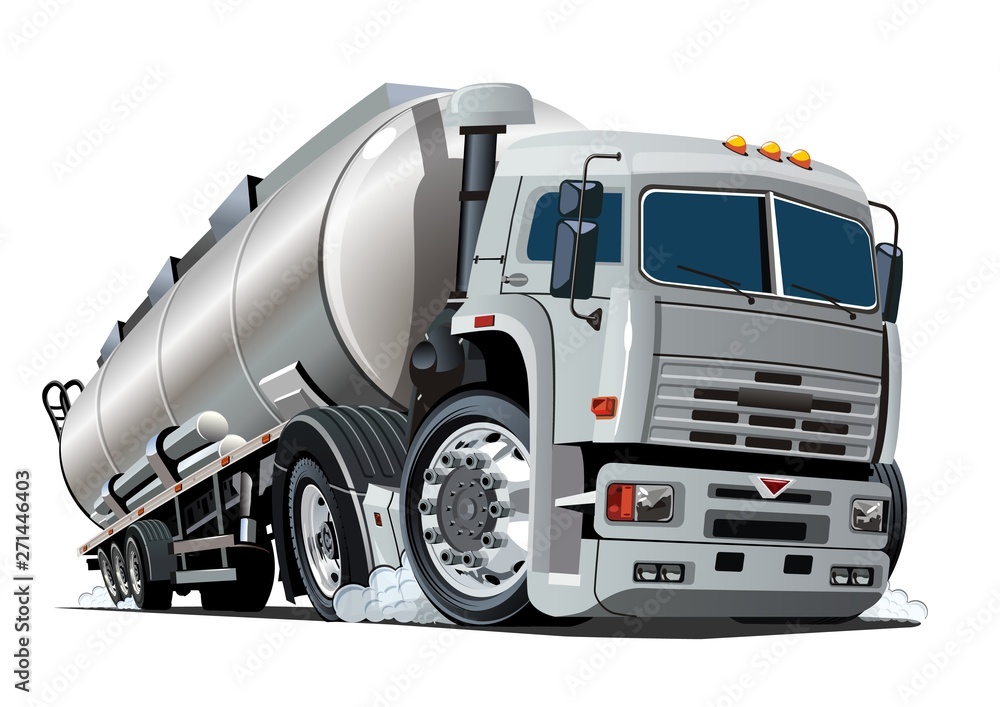 Cartoon semi tanker truck isolated on white background Cartoon semi tanker truck isolated on white background