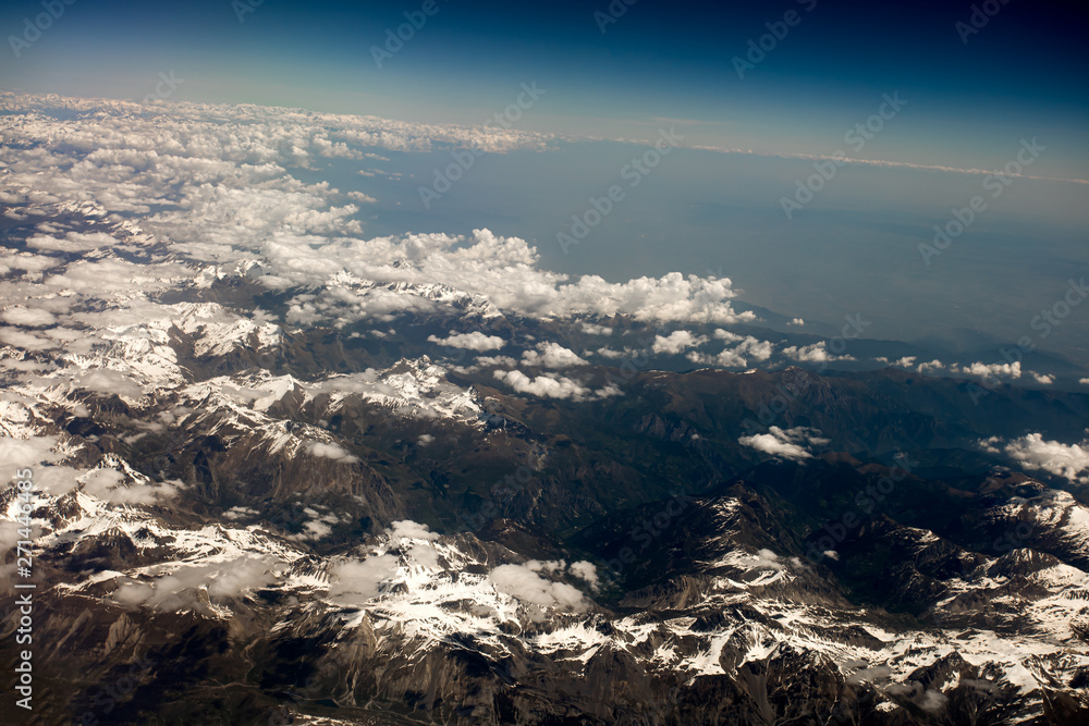 aerial view of the Alps mountains