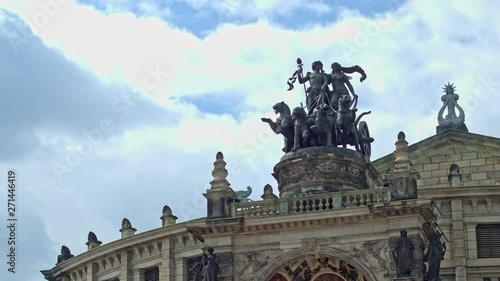 The famous Quadriga on the roof of the Opera Semper in Dresden close-up. photo