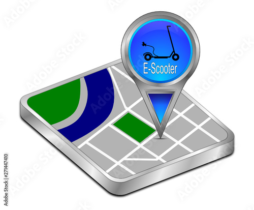 Map pointer with E-Scooter - 3D illustration